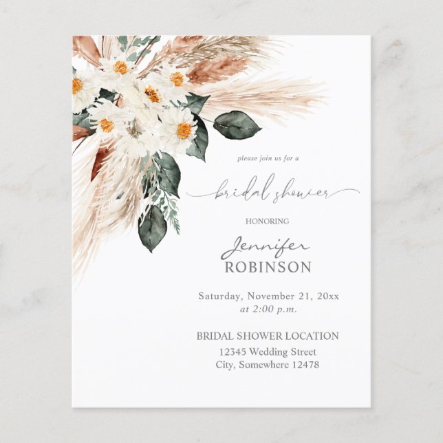 Budget Kupfer Boho Pampas & Floral 3 Brautparty (Vorderseite)