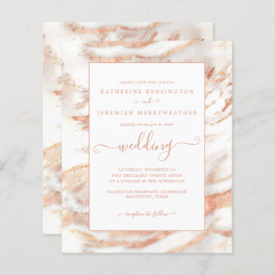 Budget Kupfer Rose Gold Marmor Hochzeit Einladung