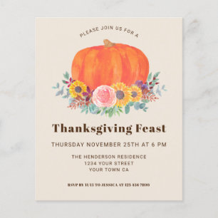Budget-Kürbis-Thanksgiving-Einladung