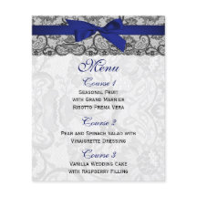 Budget Lace Ribbon Navy Hochzeitmenü Karten