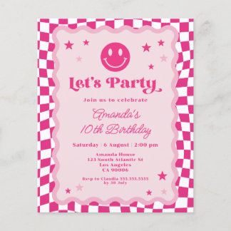 Budget Lächeln Gesicht Hot Pink Retro Geburtstag E