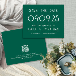Budget Large Text Smarald Wedding Save the Date