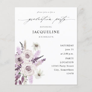 Budget Lavendel Lila Blumiges Abschlussfeier Flyer