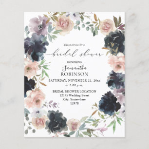 Budget Lavendel, Navy und Rosa Brautdusche Flyer