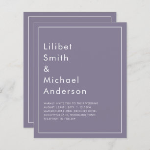 BUDGET Lavender Dusty Lila monochrome Hochzeit