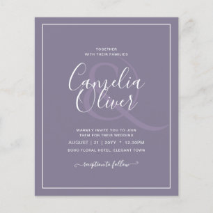 BUDGET Lavender Dusty Lila monochrome Hochzeit Flyer