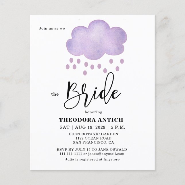 Budget Lavender Funny Cloud Brautparty (Vorderseite)