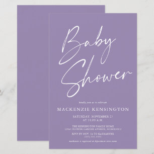 Budget Lavender Lila Simple Script Baby Dusche