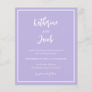 Budget Lavender Modern Wedding Einladung