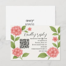 Budget Lebendige Pinke QR-Code-RSVP-Karte