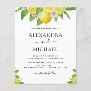 Budget Lemon Citrus Yellow Watercolor Hochzeit Flyer