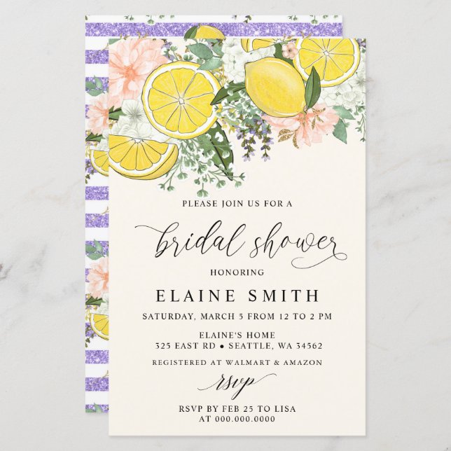 Budget Lemon Lime Citrus Bridal Shower Invitation (Vorne/Hinten)