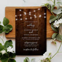 Budget Lichterkette Rustikale Holz Hochzeitseinlad