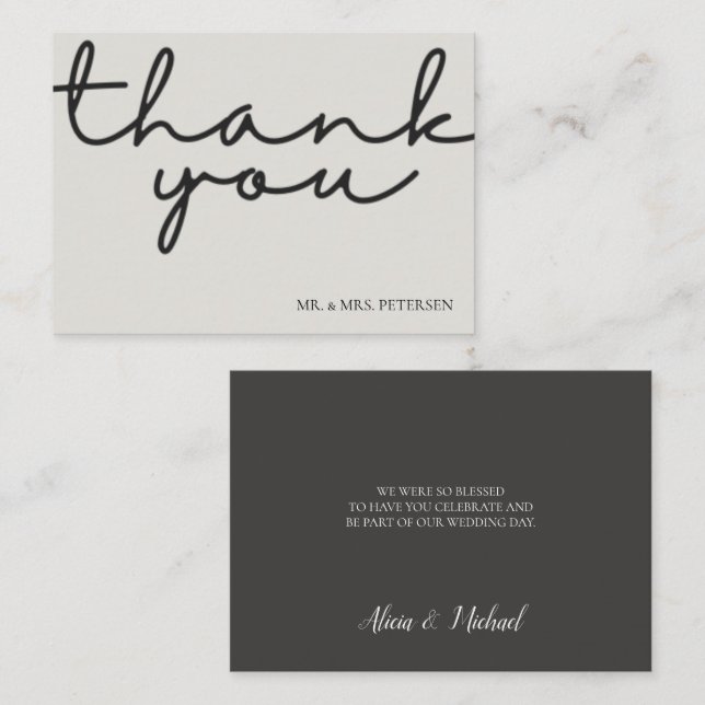 Budget Liebe dank Skript einfache Hochzeit danke Mitteilungskarte (Vorne/Hinten)