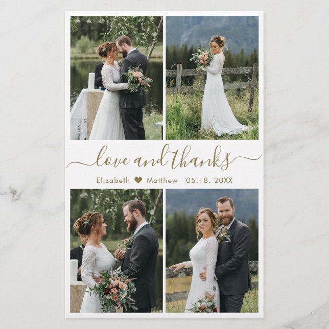 Budget Liebe und danke Collage Wedding Vielen Dank Flyer (Vorne)