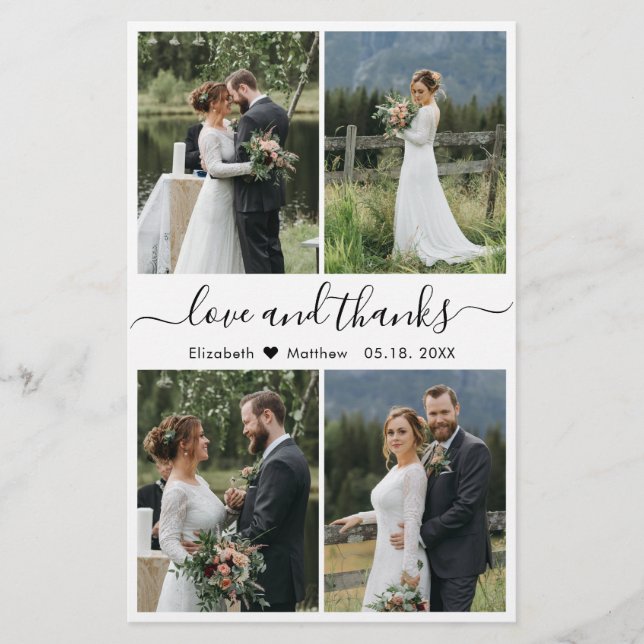 Budget Liebe und danke Collage Wedding Vielen Dank Flyer (Vorne)