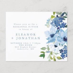 Budget Light Blue Floral Probe Dinner Einladung