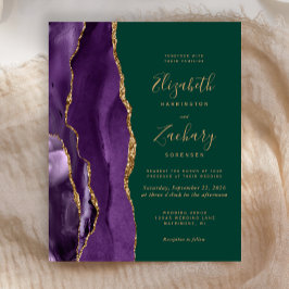 Budget Lila Agate Emerald Green Wedding Einladung