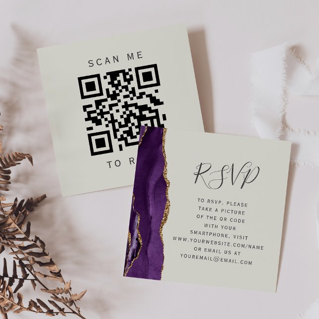 Budget Lila Agate Ivory Hochzeit QR Code UAWG Begleitkarte (Von Creator hochgeladen)