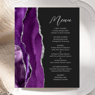 Budget Lila Agate Silver Script Wedding Menu