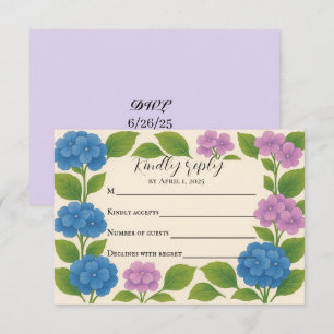 Budget Lila/Blau Hydrangea RSVP Karte