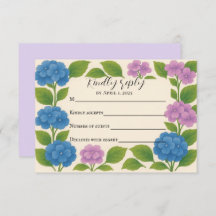 Budget Lila/Blue Hydrangea RSVP Card