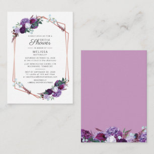 Budget Lila Blumenschrift Modernes Brautparty Mitteilungskarte