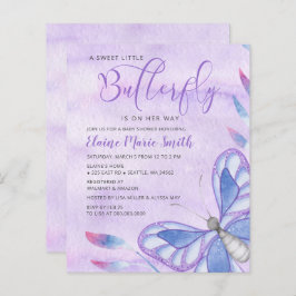 Budget Lila Butterfly Baby Dusche Einladung