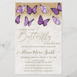 Budget Lila Butterfly Baby Dusche Einladung