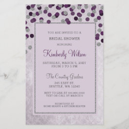 Budget Lila Confetti Bridal Dusche Einladung