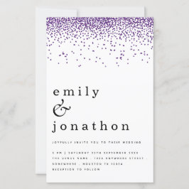 Budget Lila Confetti Glitzer Hochzeit Einladung