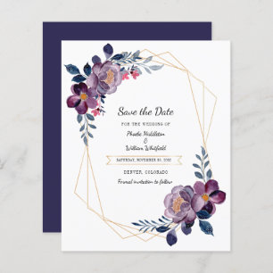 Budget Lila Floral Geometric Save the Date