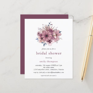 Budget Lila Florals Bridal Dusche Einladung