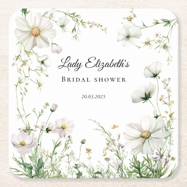 Budget Lila Florals Bridgerton Brautparty Rechteckiger Pappuntersetzer (Vorderseite)