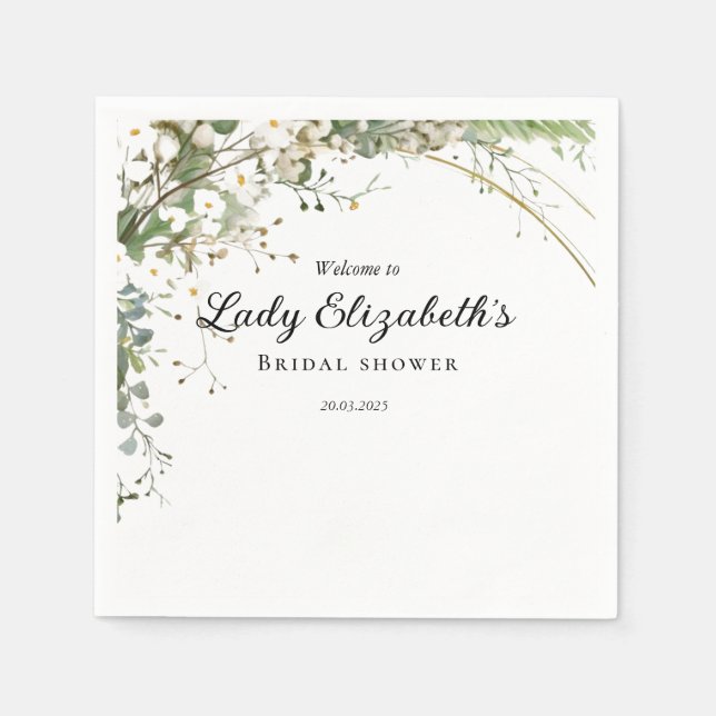 Budget Lila Florals Bridgerton Brautparty Serviette (Vorderseite)