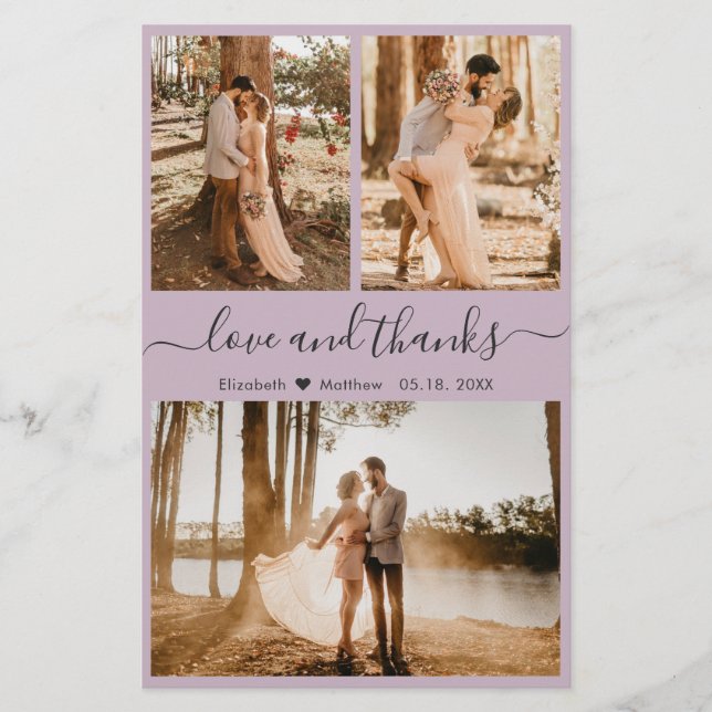 Budget Lila Foto Collage Wedding Vielen Dank Flyer (Vorne)