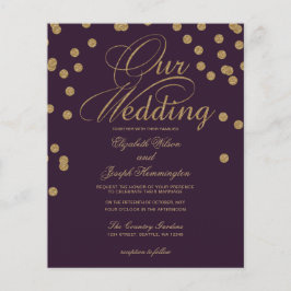 Budget Lila Glitzer Confetti Hochzeit Einladung