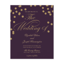 Budget Lila Glitzer Confetti Hochzeit Einladung