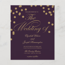 Budget Lila Glitzer Confetti Hochzeit Einladung