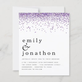 Budget Lila Glitzer Confetti Hochzeit Einladung