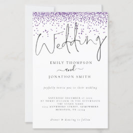 Budget Lila Glitzer Confetti Wedding Einladung