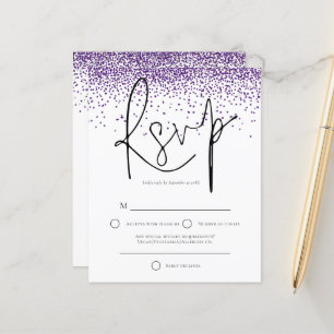 Budget Lila Glitzer Confetti Wedding RSVP