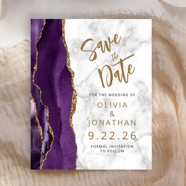 Budget Lila Gold Achat Marmor Save-the-Date (Von Creator hochgeladen)