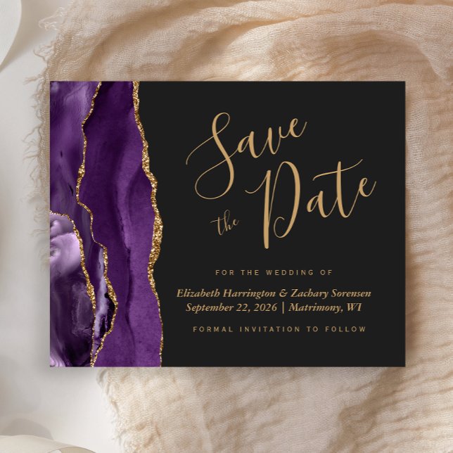 Budget Lila Gold Agate Dark Save the Date (Von Creator hochgeladen)