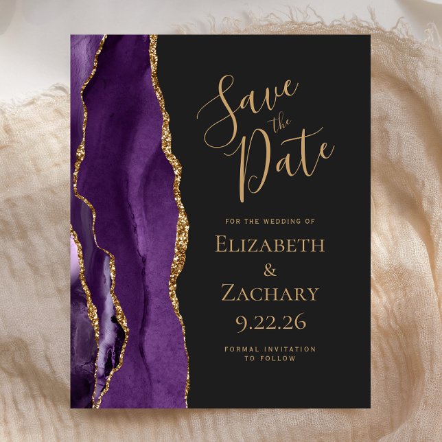 Budget Lila Gold Agate Dark Save the Date (Von Creator hochgeladen)