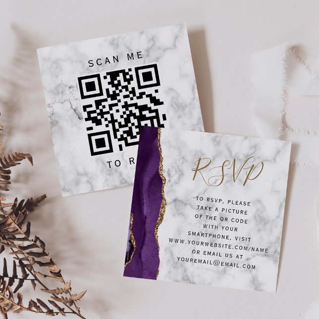 Budget Lila Gold Agate Marble QR Code UAWG Begleitkarte (Von Creator hochgeladen)