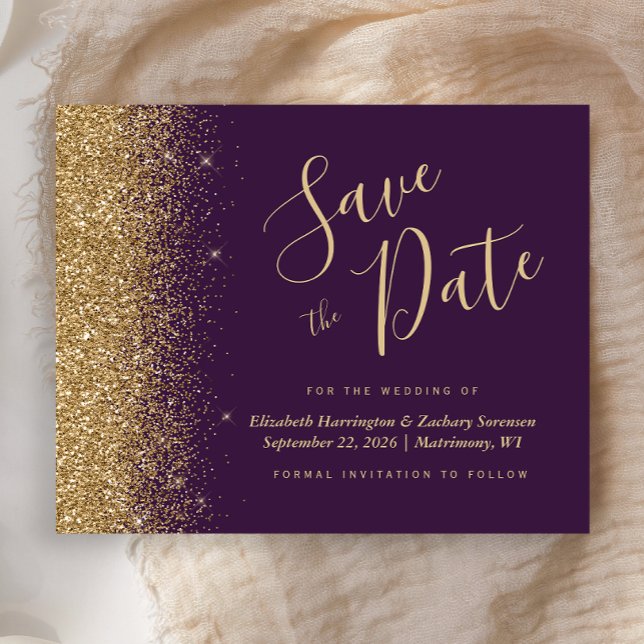 Budget Lila Gold Glitzer Save the Date (Von Creator hochgeladen)