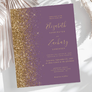 Budget lila goldene falsche Glitter-Hochzeitseinla