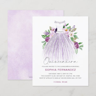 Budget Lila Goldkleid Quinceañera Einladung