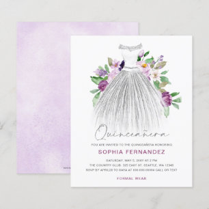 Budget Lila Goldkleid Quinceañera Einladung